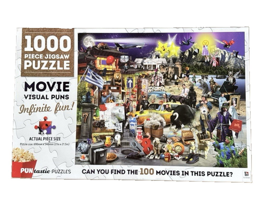 Hinkler Puzzle 100 Movie Visual Puns 1000 Piece Jigsaw Puzzle Infinity Fun